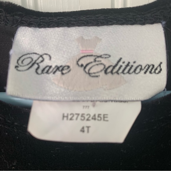 Rare Editions Black Velvet Dress with Red Bottom Skirt w/little rosebud Accents - Picture 3 of 7